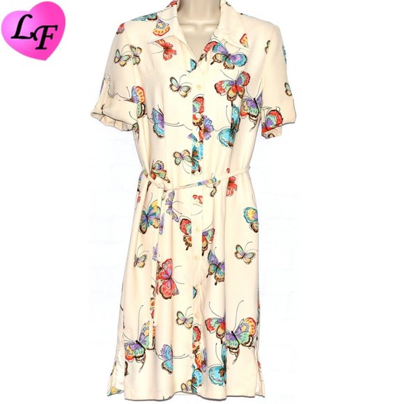 Emma James Dresses & Skirts - EMMA JAMES Shirt Dress Short Sleeve Butterflies